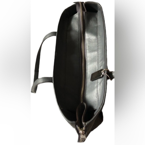 COACH Grey Large Carryall Suede Leather Tote Large Expandable Zipper Snakeskin - Picture 10 of 15